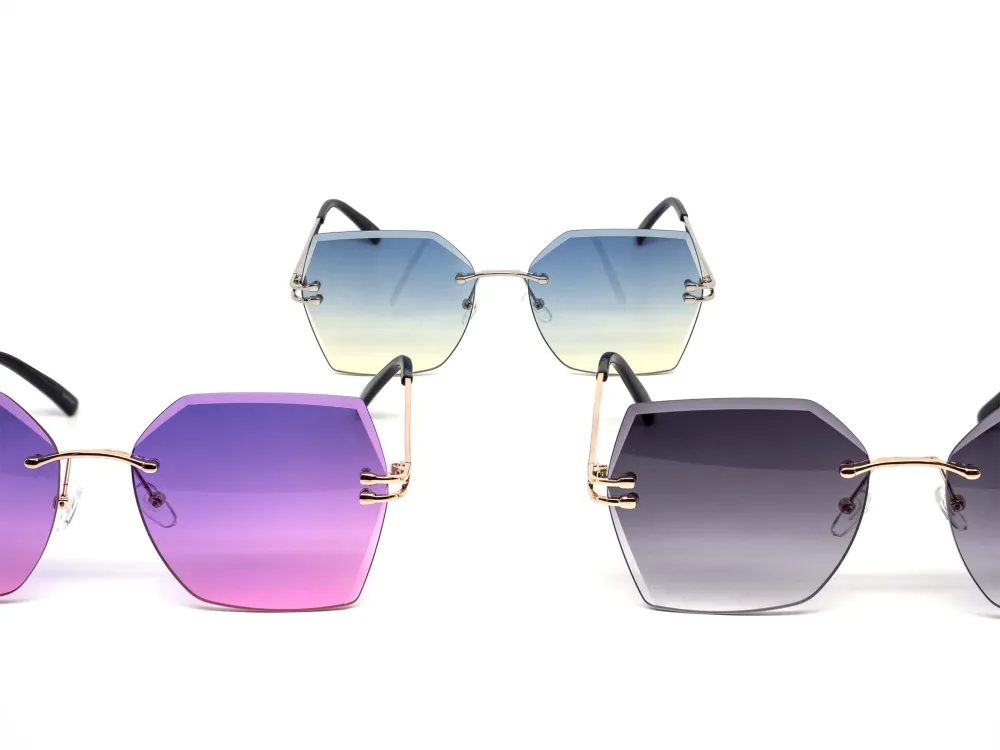 12-Pack Rimless Metal Gradient Sunglasses
