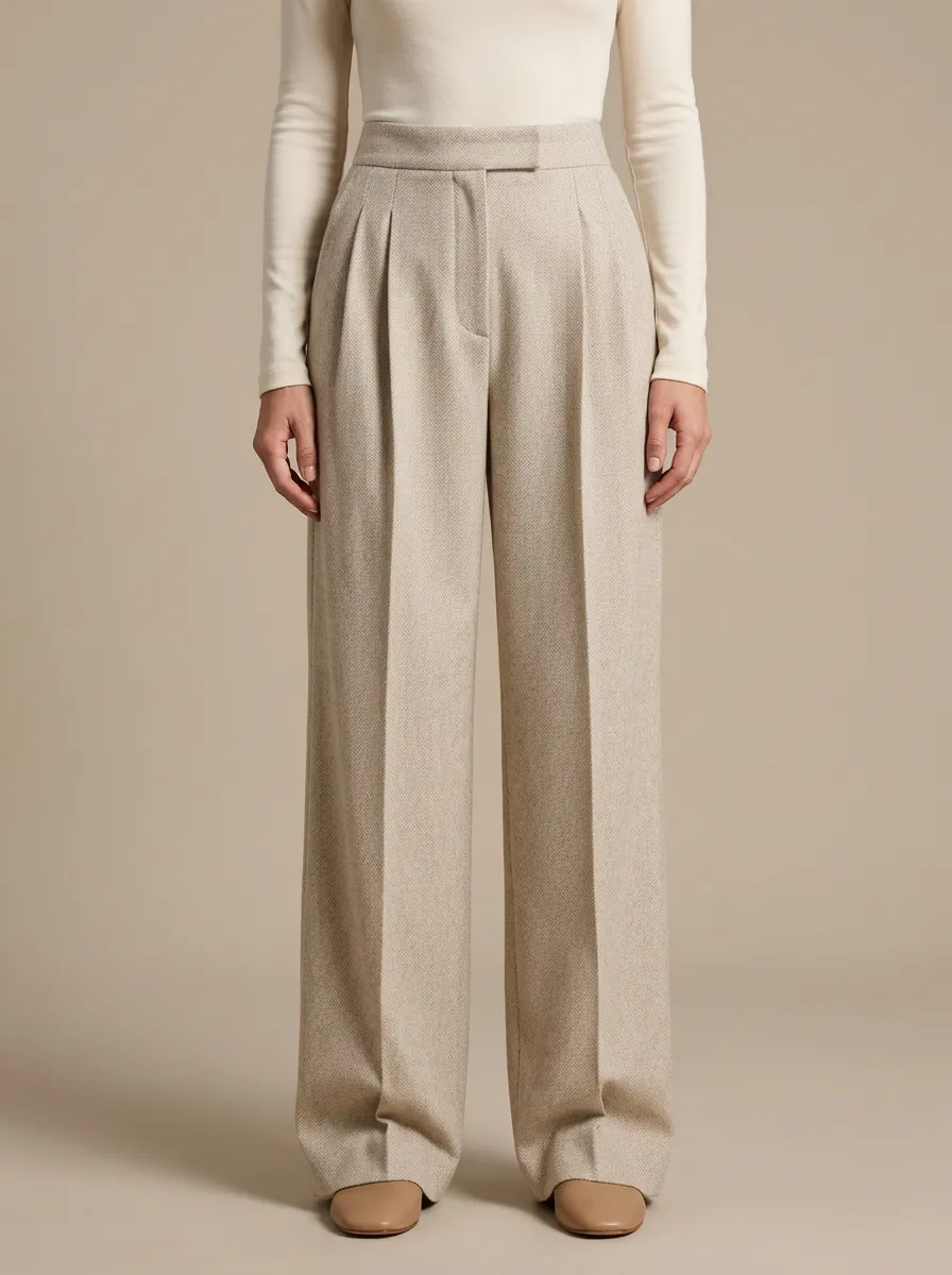 Artful Wide-Leg Pleated Women's Wide-Leg Pants