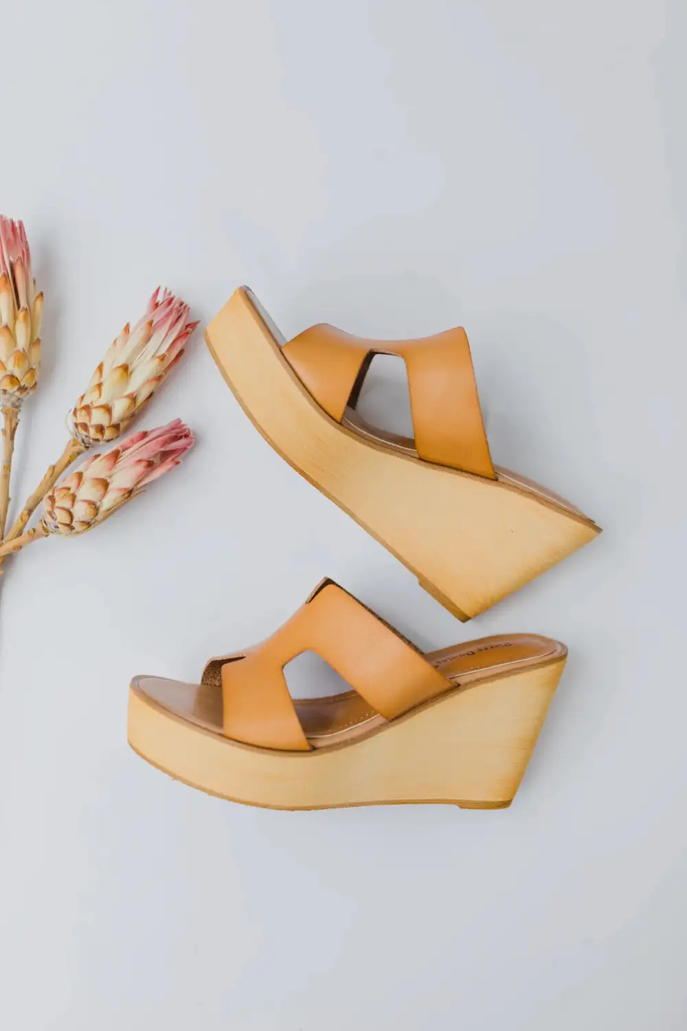 Graceful Leather Wedge Sandals