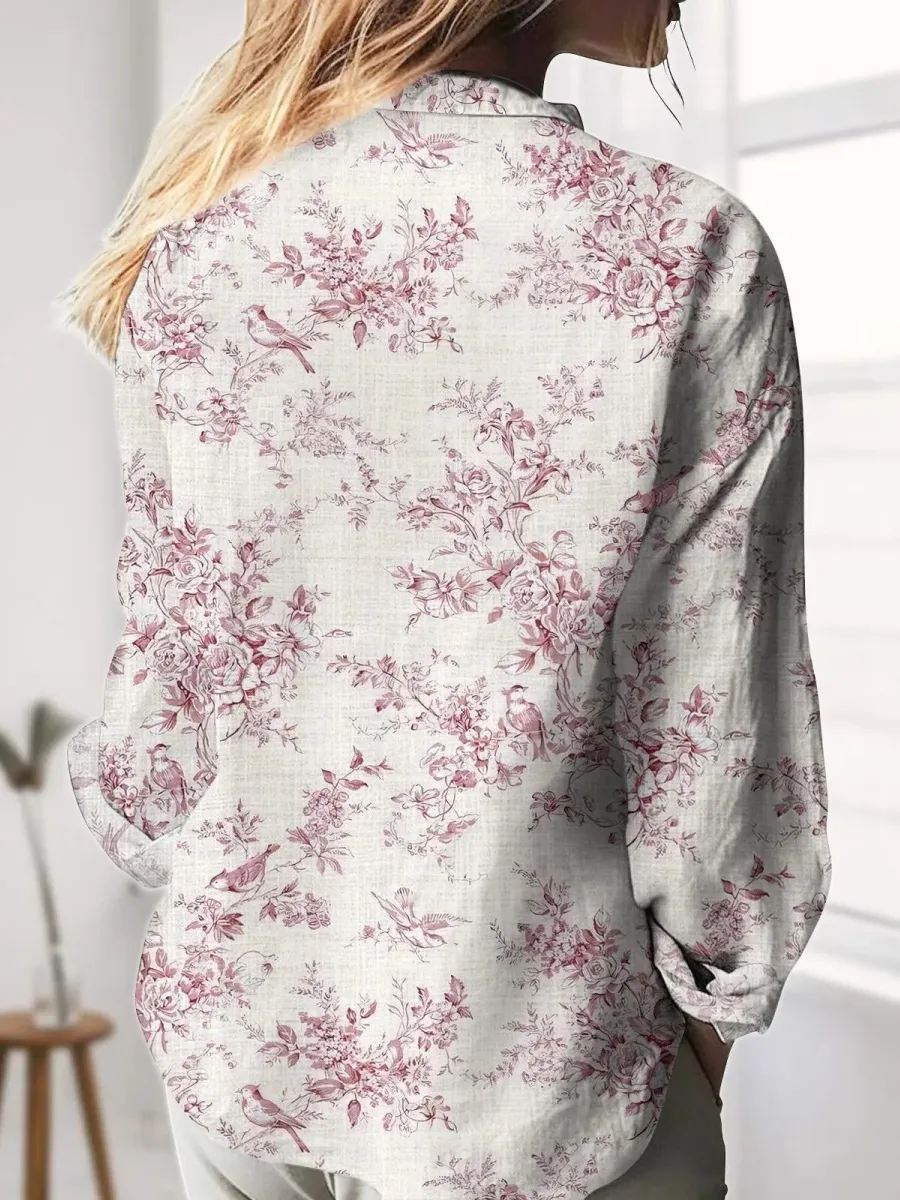 Romantic Floral Print Shirt