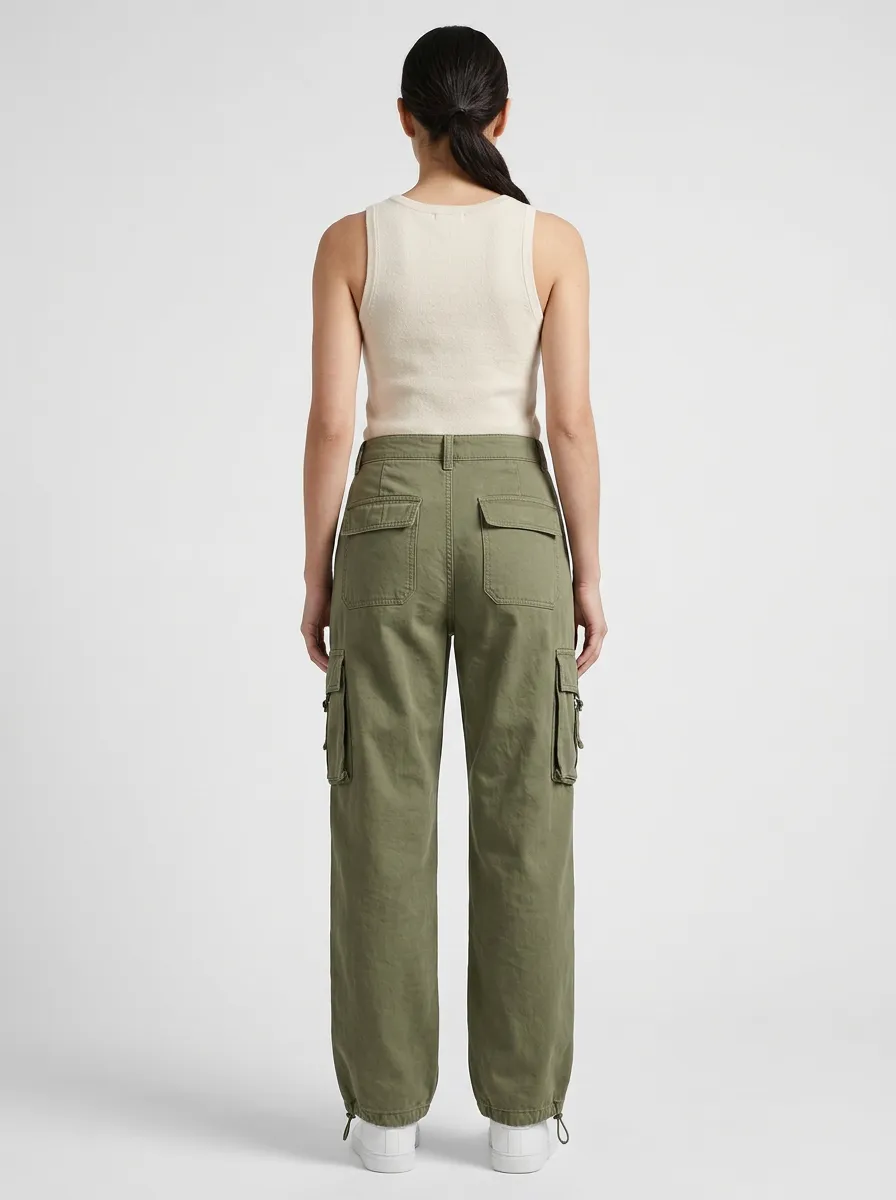 Flexible Utility Style Multi Pocket Look Women's Multi Pocket Cargo Pants