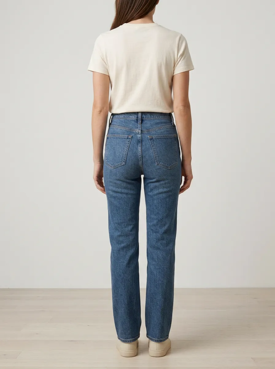 Clean-Profile Straight-Leg Denim Jeans