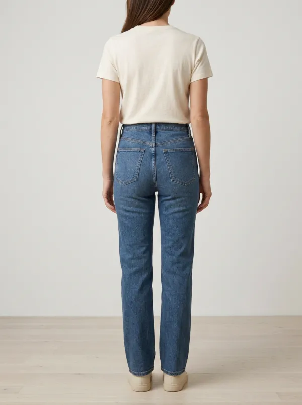 Clean-Profile Straight-Leg Denim Jeans