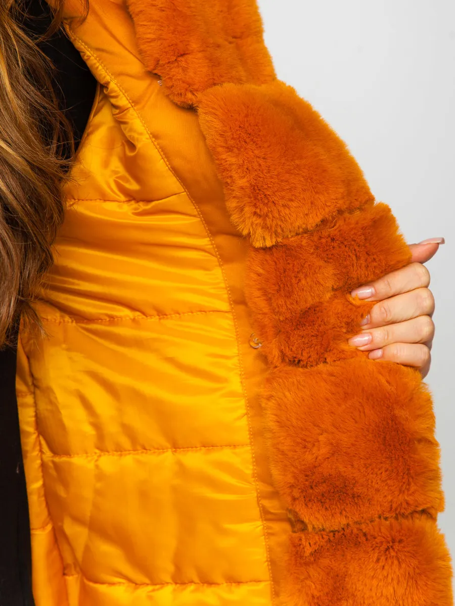 Camel women's winter parka with hood
