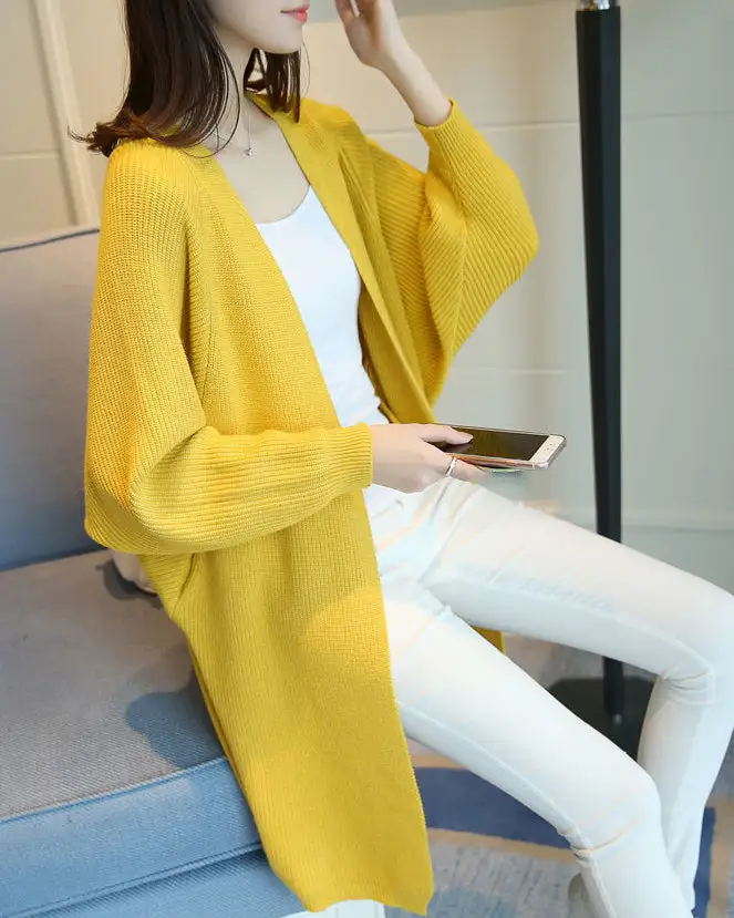 Polyester-Blend V-Neck Longline Relaxed-Fit Cardigan