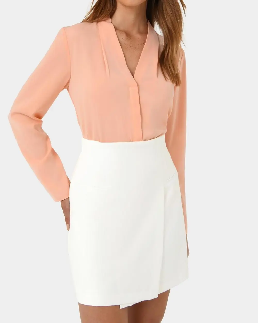 Shoulder Tucks Long Sleeve Blouse