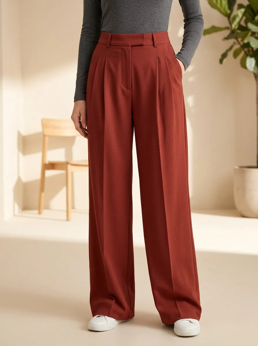 Wide-Leg Pleated Women's Wide-Leg Pants