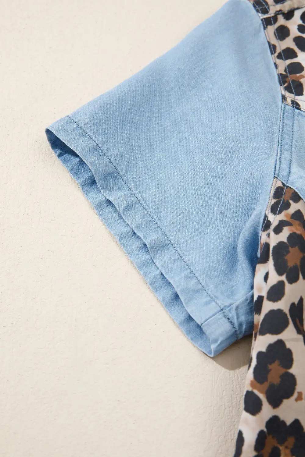 Animal Print Patchwork Denim Mini Dress