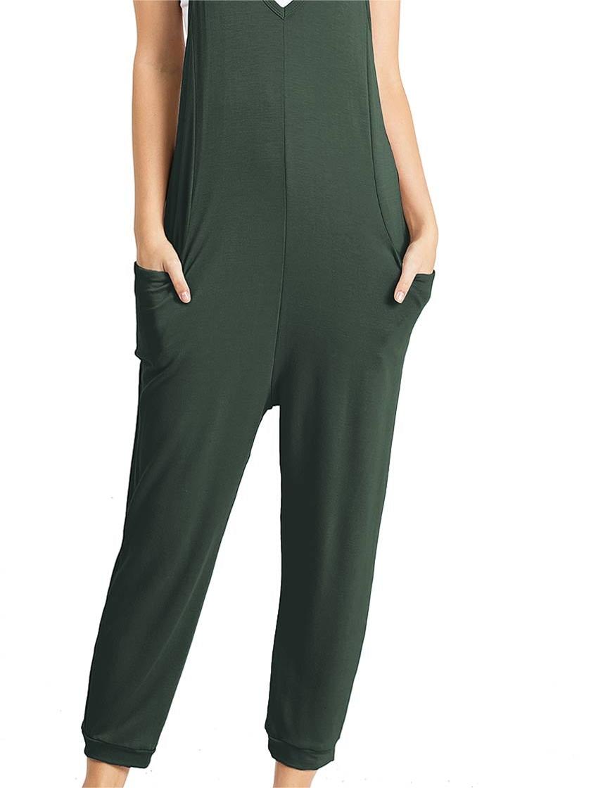 Forest Green Sleeveless Harem Jumpsuit