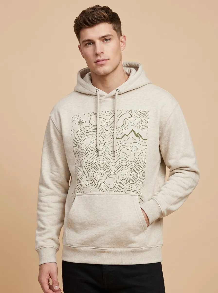 Men's Trail Hiking Explorer Topographic Graphic Hoodie