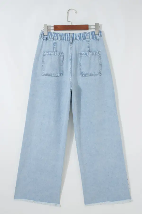 Wide Leg Slit Denim Jeans