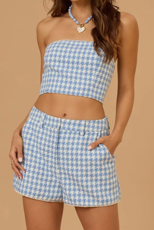 Blue Tweed Shorts