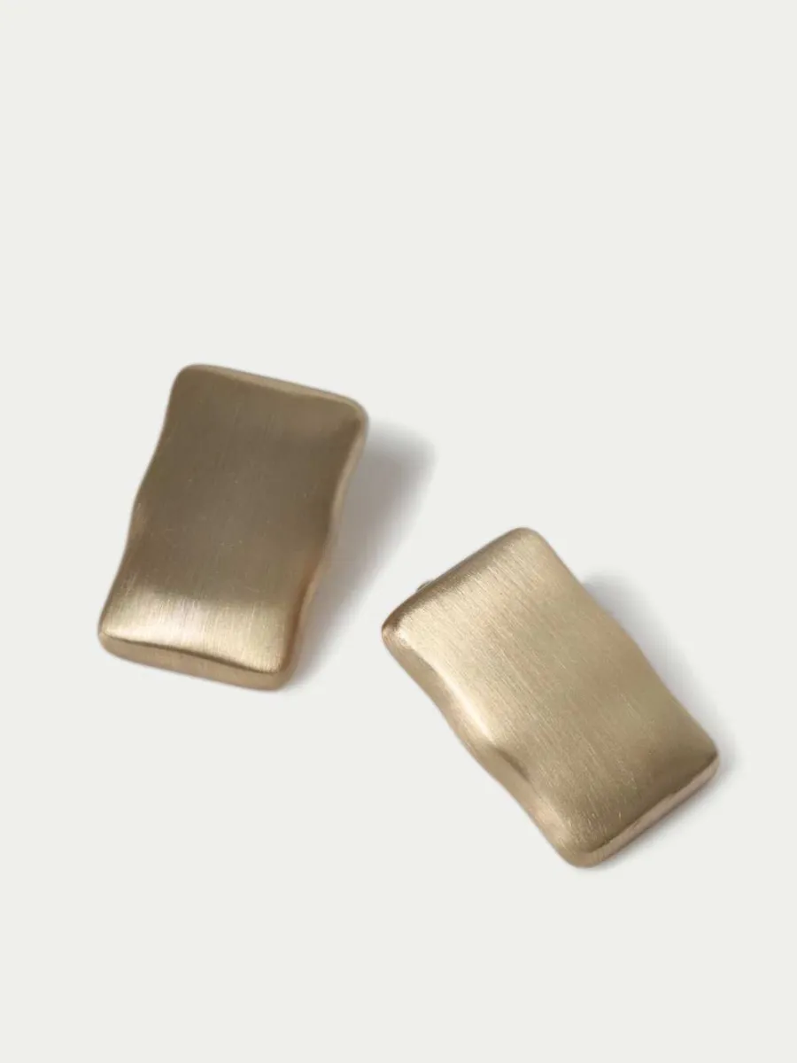 Brushed Square Stud Earrings