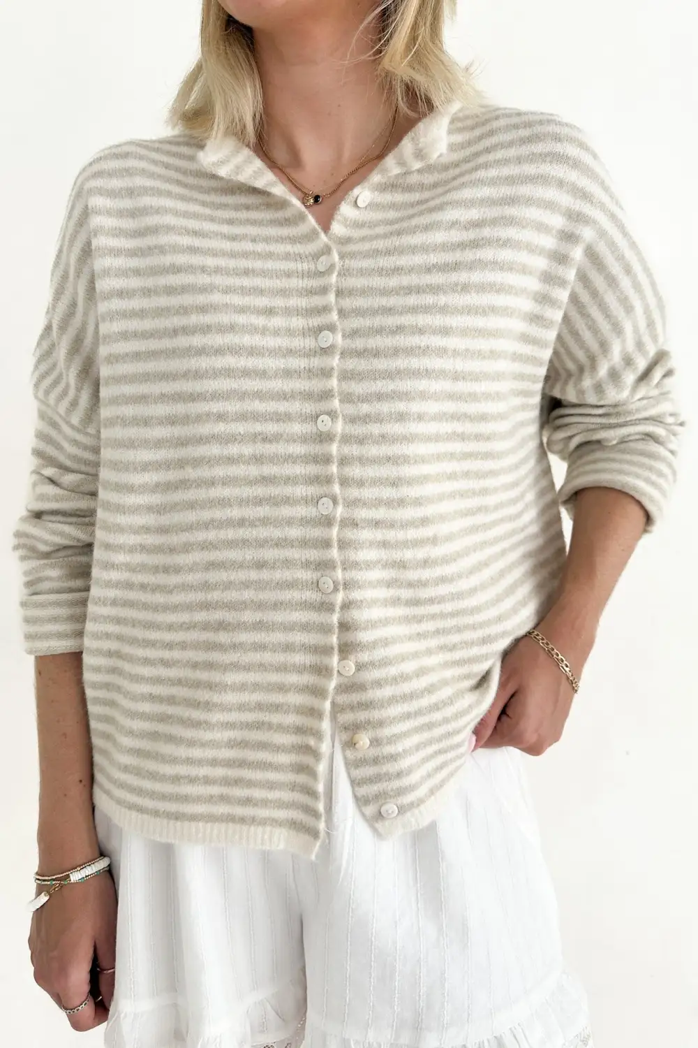 Washed Soft Striped Cardigan