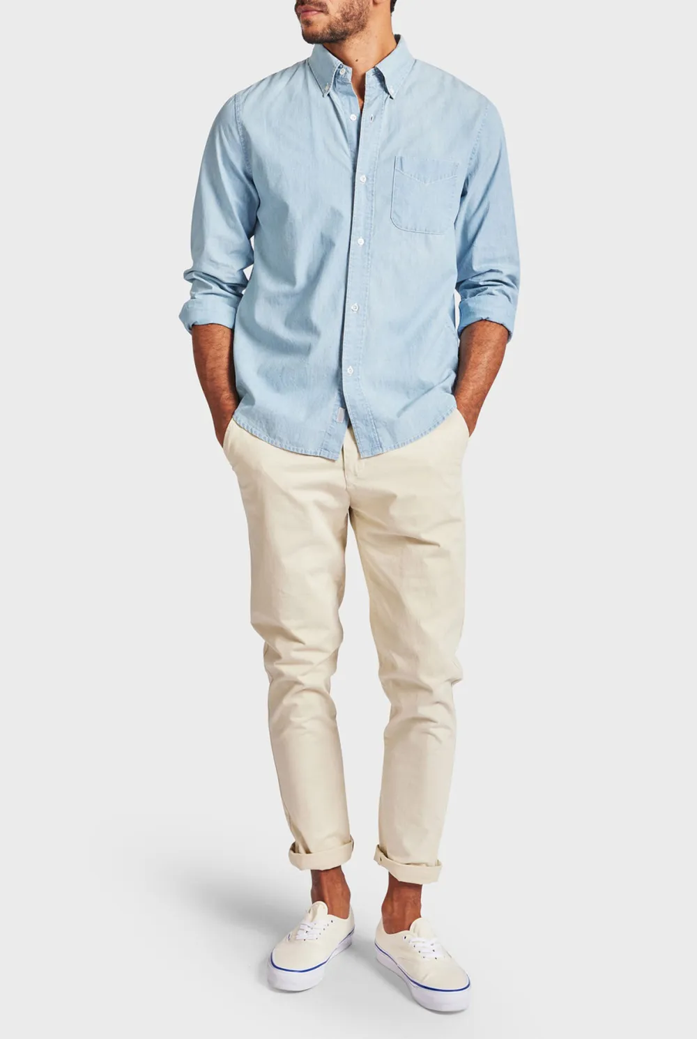 Hoss Chambray Shirt- Light indigo