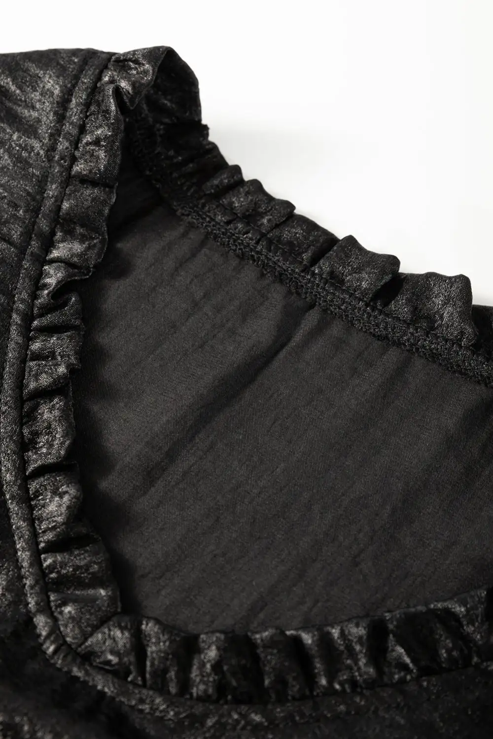 Layered Velvet Frilled Puff Sleeve Blouse