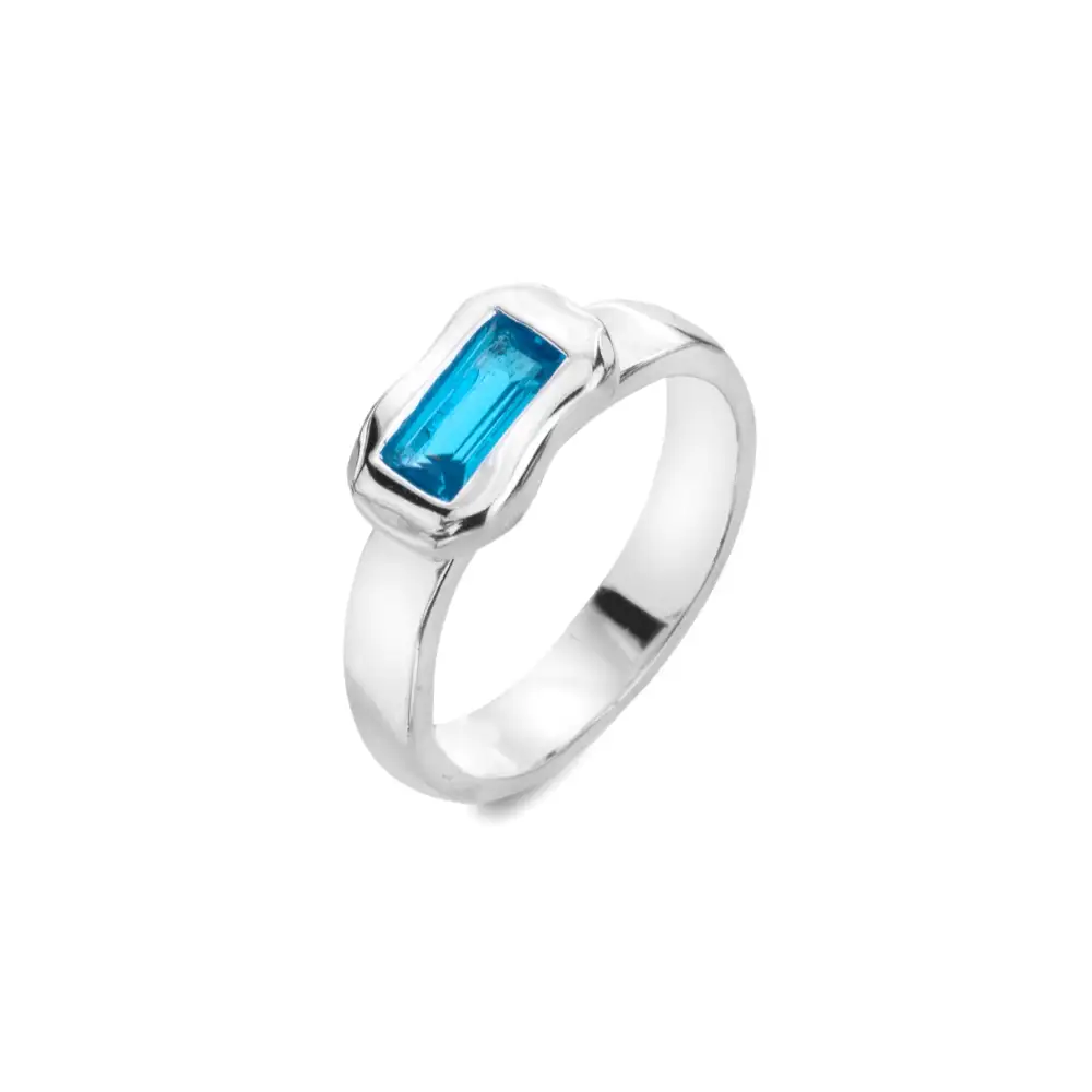 Engravable Topaz Organic Wide Ring