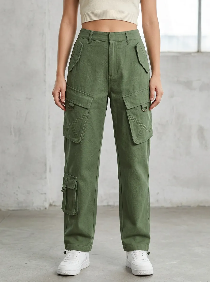 Outdoor-Inspired Utility Style Multi Pocket Casual Look Women's Multi Pocket Cargo Pants