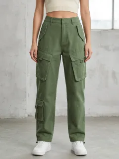 Outdoor-Inspired Utility Style Multi Pocket Casual Look Women's Multi Pocket Cargo Pants