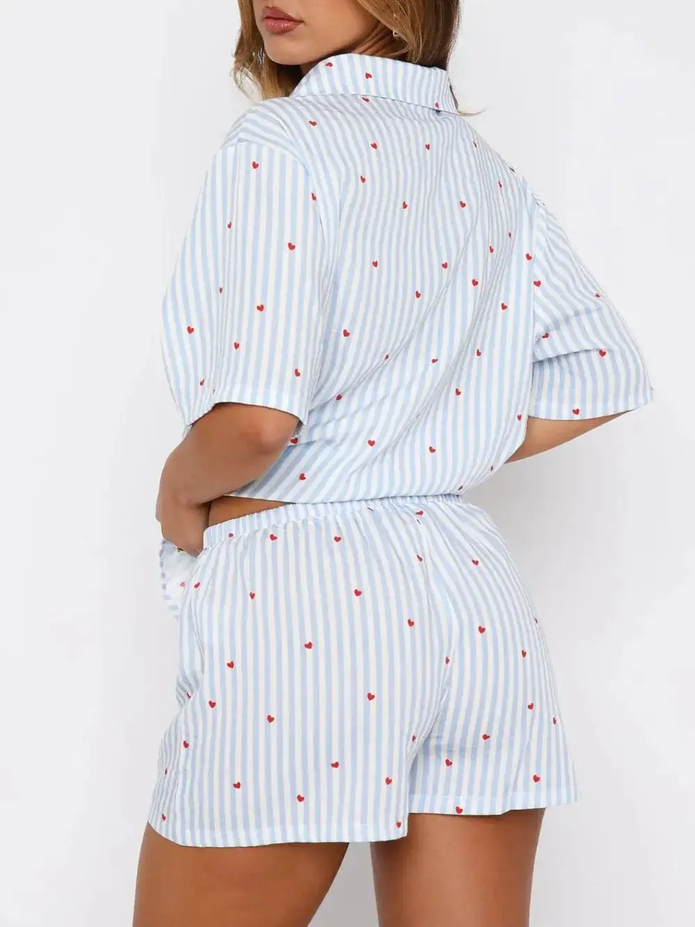 Striped Heart Comfortable Everyday Pajama Set