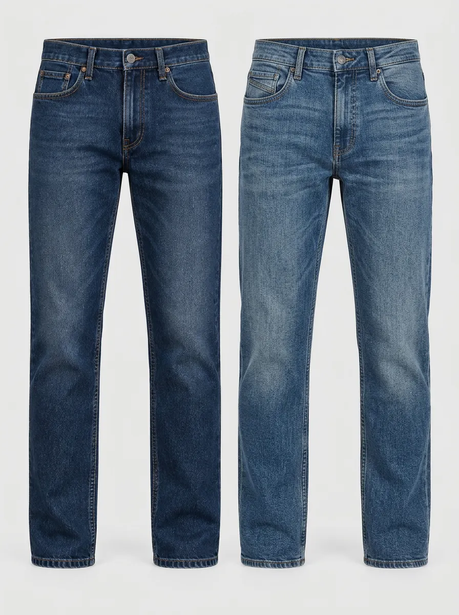 Classic Denim Washed Finish Denim Pants Set