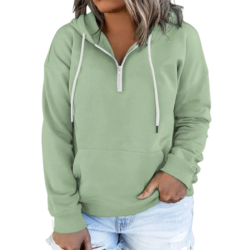 Women's Plus Size Quarter-Zip Hoodie - Lightweight Pullover with Pocket (1X-4X)