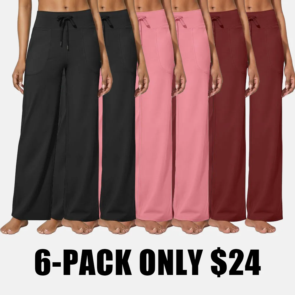 Wide Leg Pants for Women Yoga Pants High Waist Sweatpants with Pockets Stretch Lounge Pants Comfy Workout Athletic Wear Fitness Apparel Outdoorfun