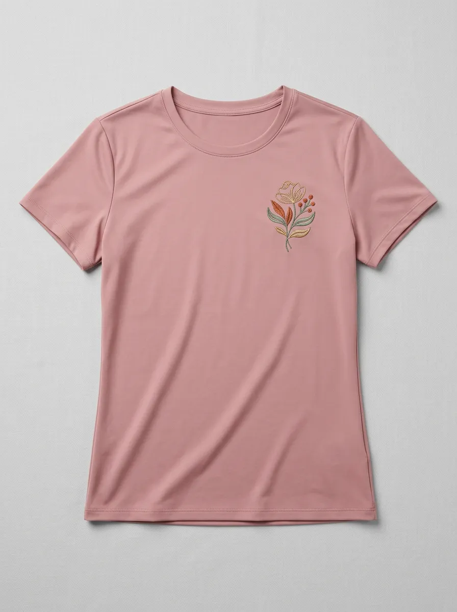 Women's Botanical Embroidered Classic Crewneck T-Shirt