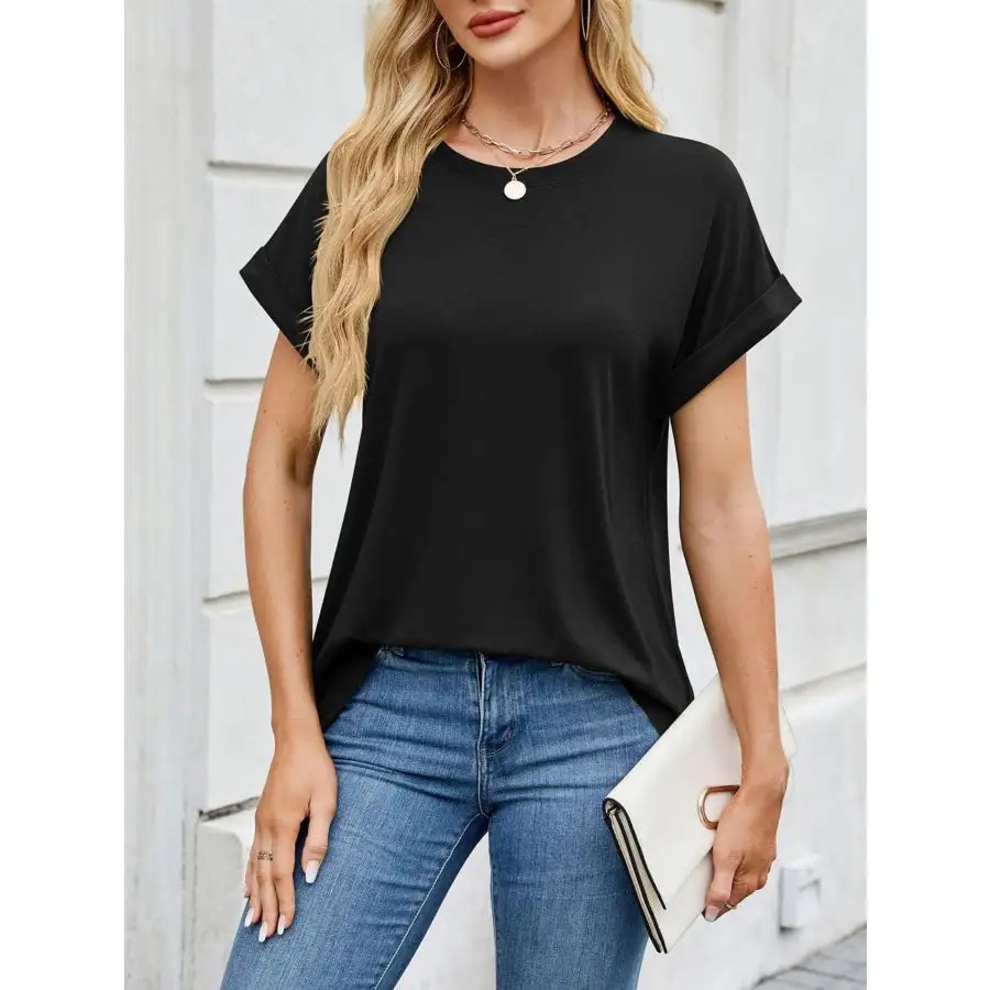 Polished Casual Rolled Sleeve T-shirt