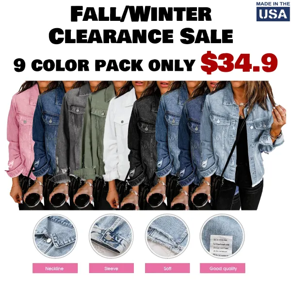 Women's Jean Jackets Casual Non Stretch Boyfriend Washed Coats Distressed Ripped Lapel Long Sleeve Denim Outwear Tops 2025 Womenswear Fall Winter Outfits Fitted Basic
