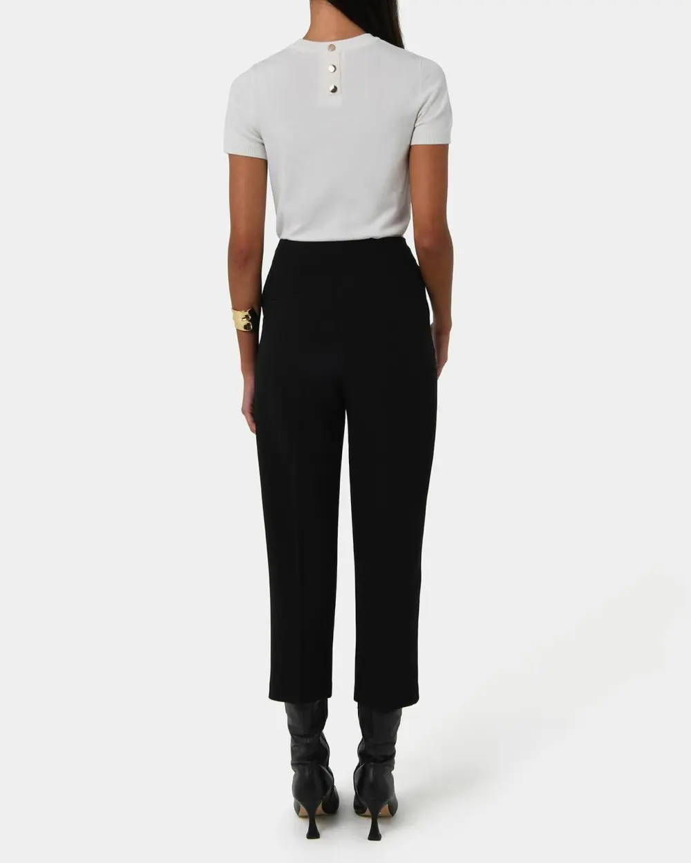 Tailored Crop High Waisted Pants -Black
