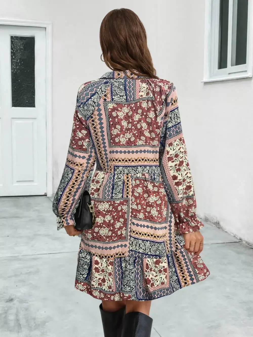 Boho Long Sleeve Mini Dress