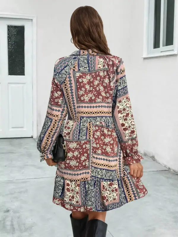 Boho Long Sleeve Mini Dress