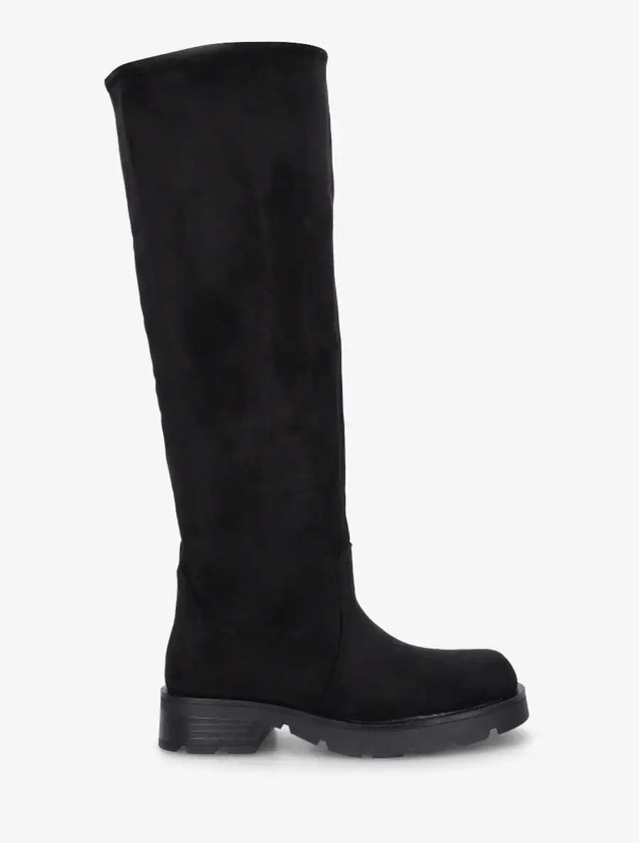 Classic Modern Block Heel Faux Suede Knee High Boots