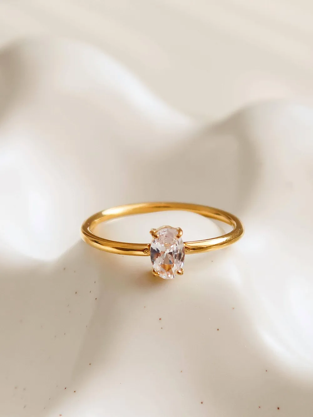 Oval Crystal Accent Ring