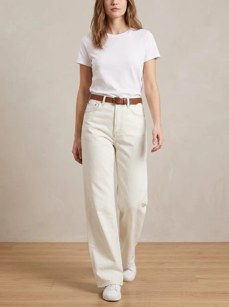 Contemporary High-Rise Wide-Leg Denim Jeans