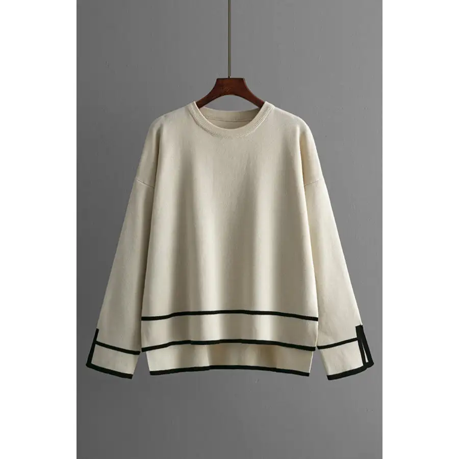 High Low Round Neck Top and Pants Sweater Set