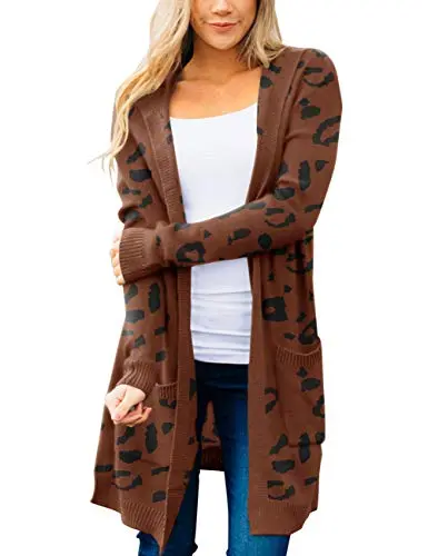 Women's Long Sleeve Open Front Hoodie Knit Sweater Cardigan Outwear