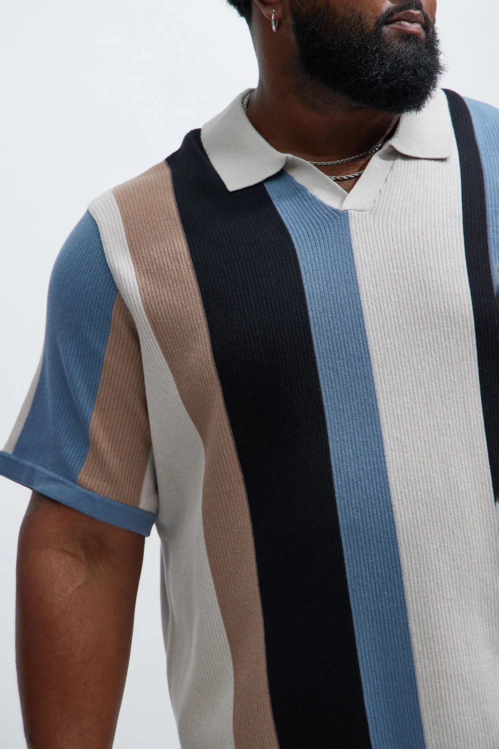 Striped Knit Short Sleeve Polo