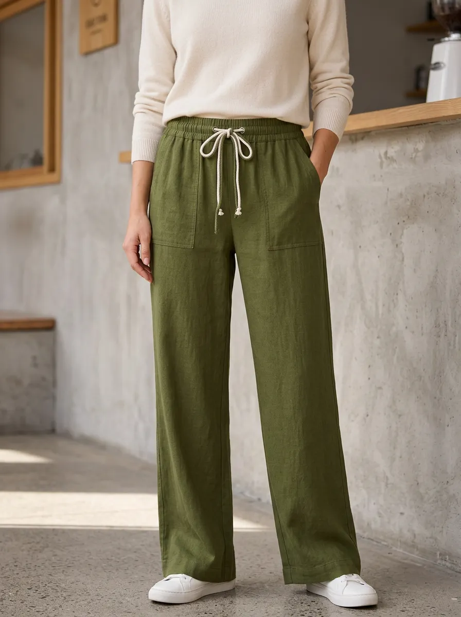 Women's Patterned Casual Adjustable Drawstring Waist Pants