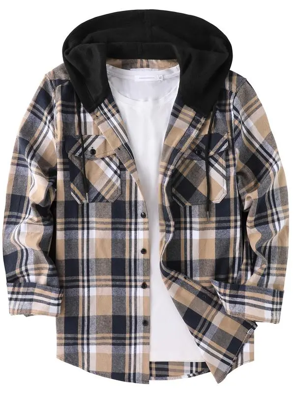 🧥 【Plus Size】Tall and Fat Plaid Patchwork Hooded Jacket Comfort. Warmth. Confidence — Designed for Every Body.