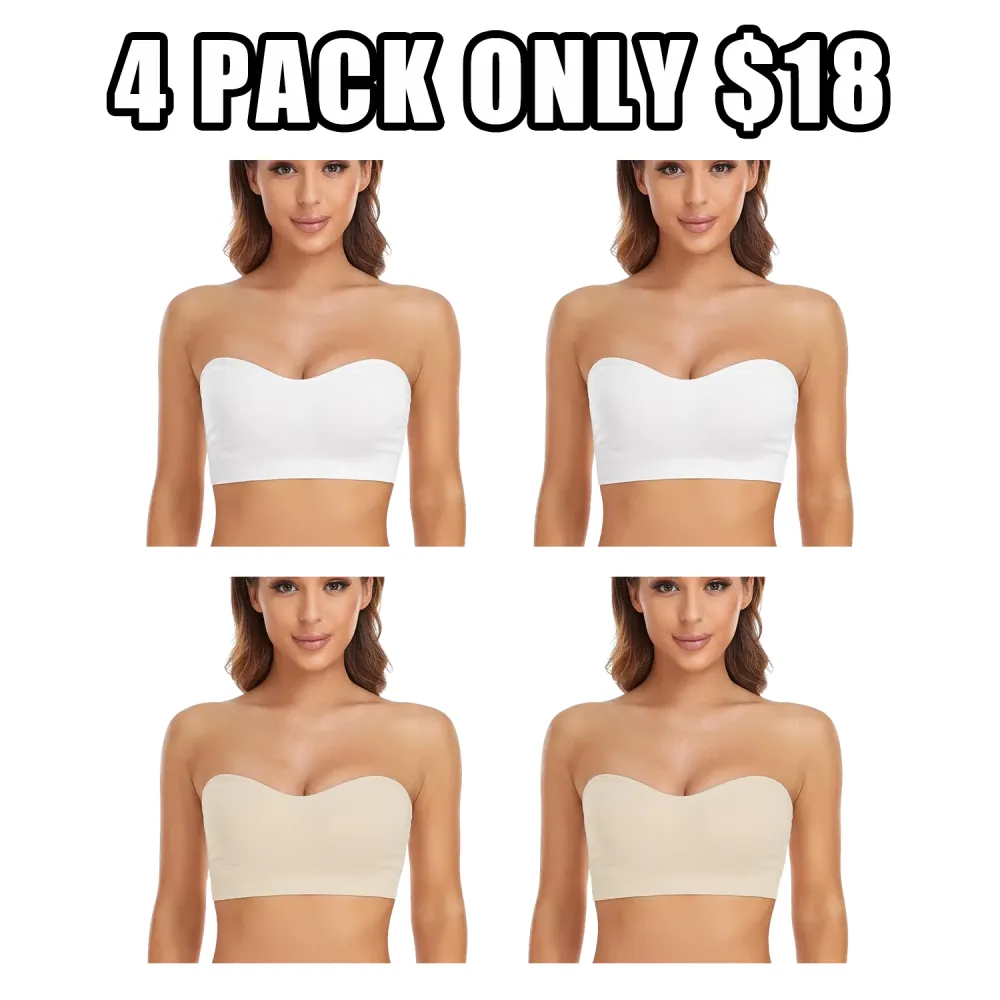 Women's Strapless Anti-Slip Silicone Pad Bandeau Bra