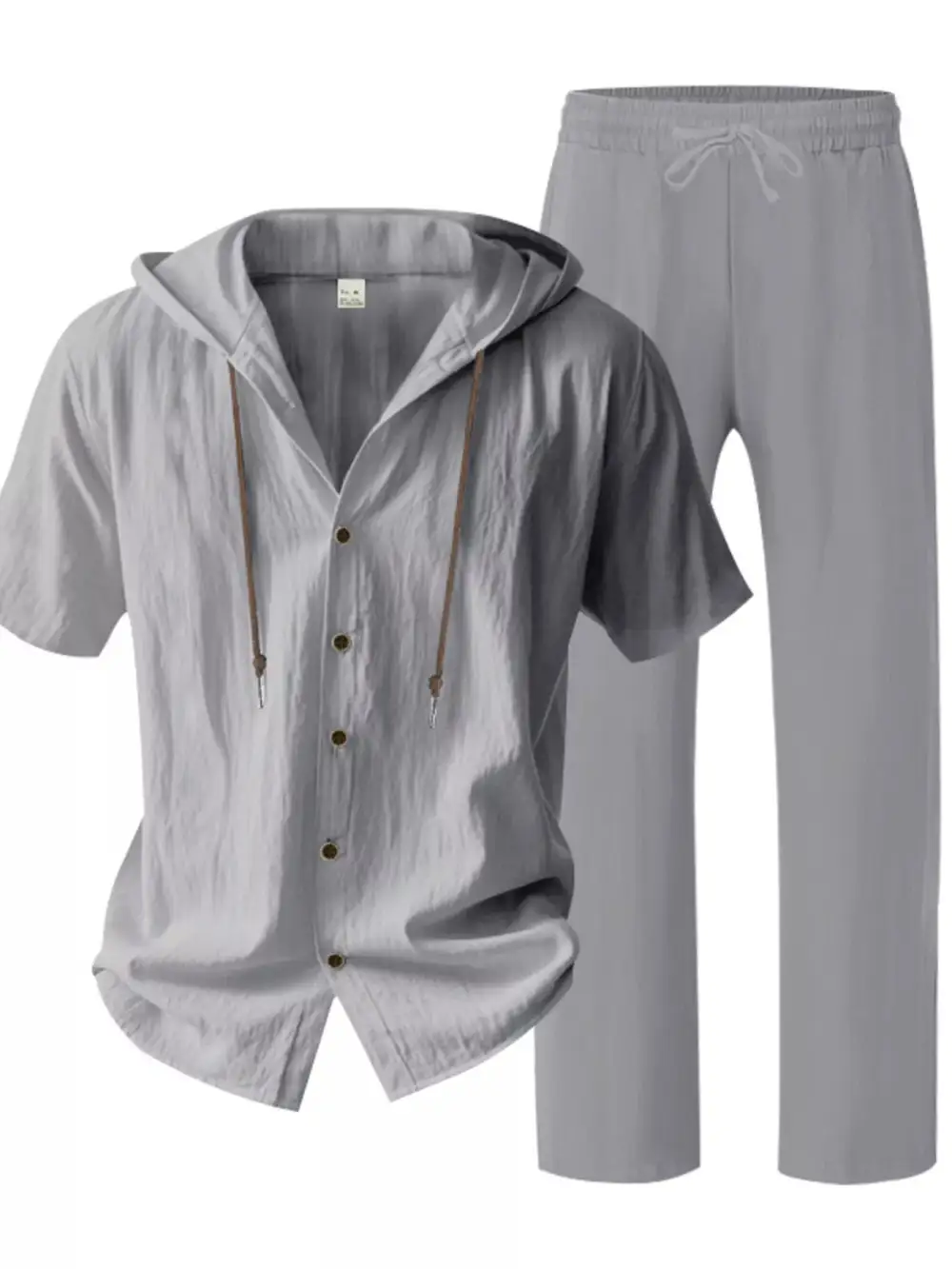 Men's Full Size Button Up Hooded Top