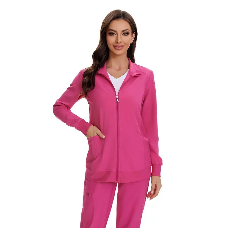 Scrub Jackets for Woman, Zip Front Nurse Jacket, 4-Way Stretch Fabric