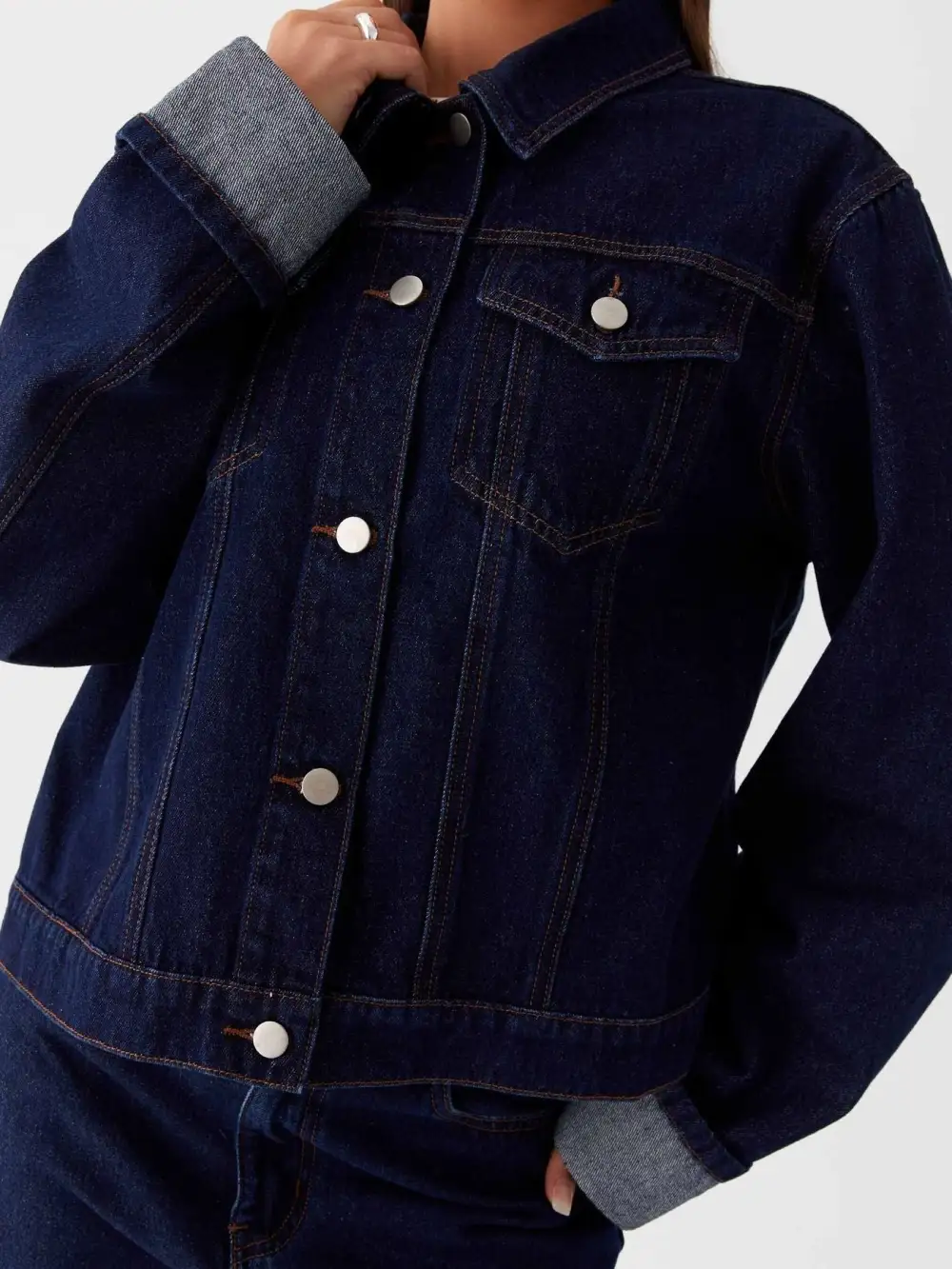 Button Down Cropped Oversized Jacket