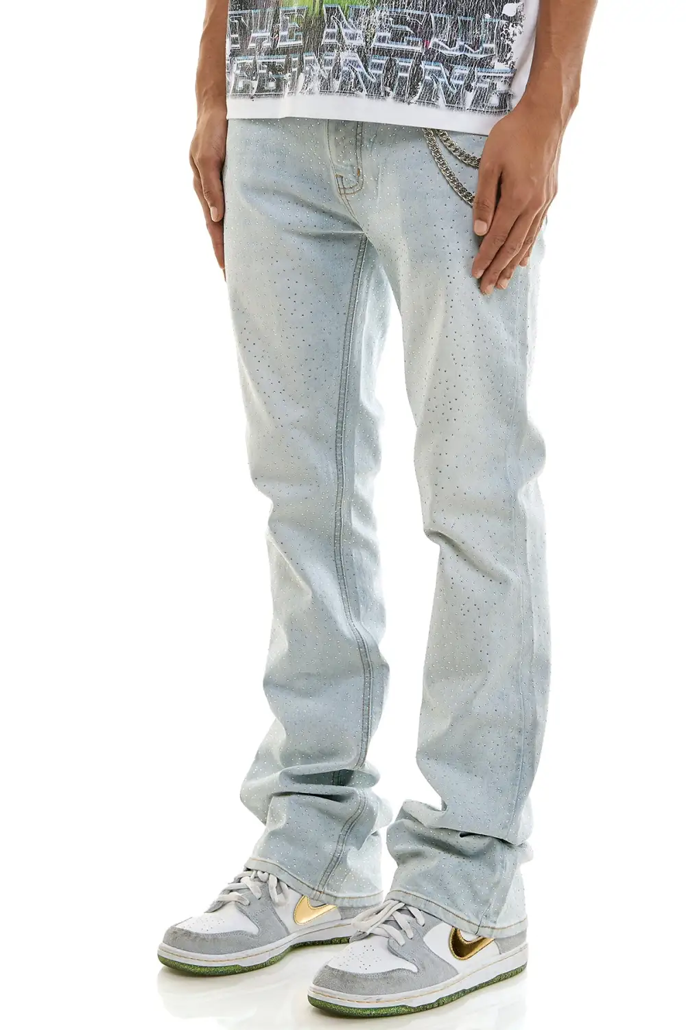 Men's Embellished Flare Skinny Jeans