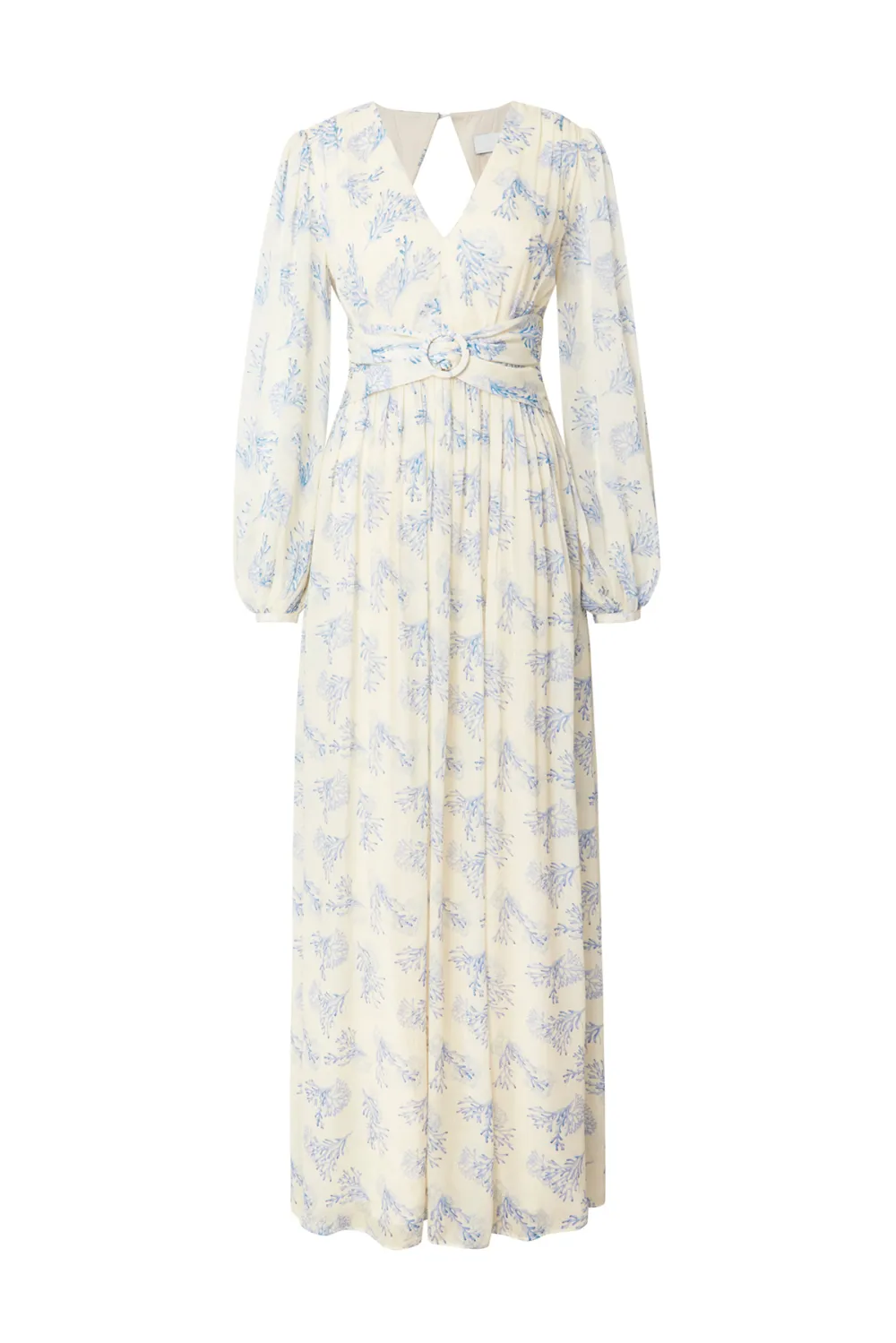 V Neck Floral Print Chiffon Maxi Dress