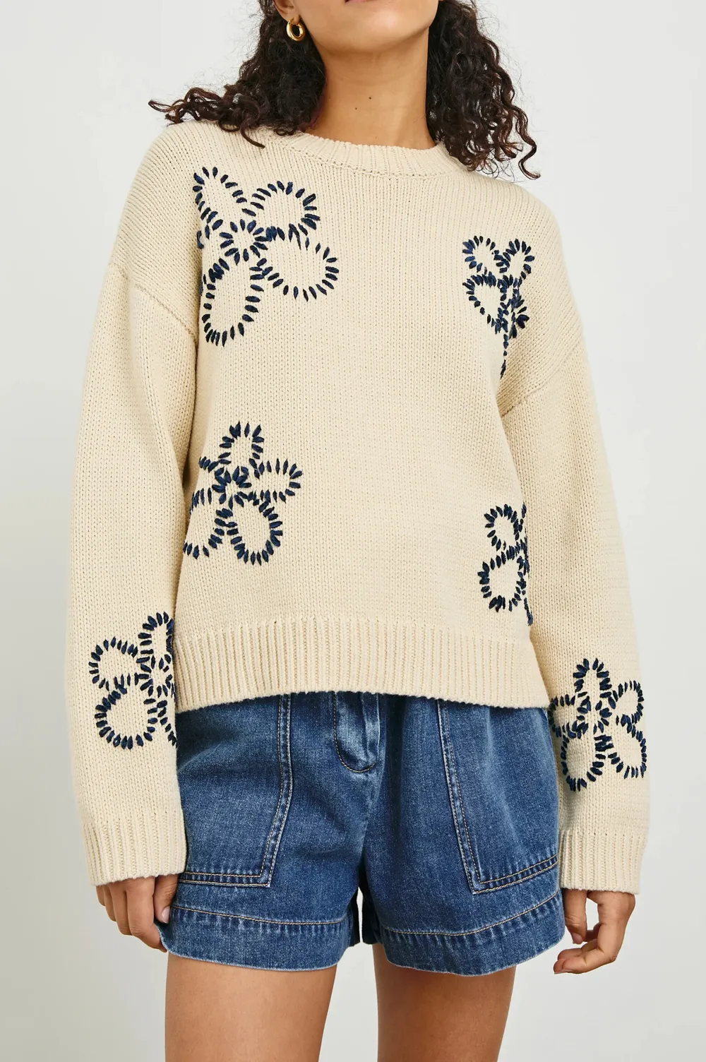 Cute Floral Embroidery Sweater