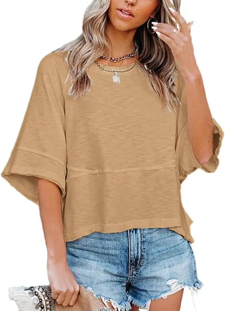Women's Comfortable Slouchy Short Sleeve T-Shirts - Breathable & Roomy