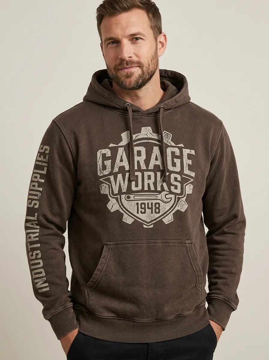 Men's Mechanic Garage Gear Wrench Graphic Hoodie